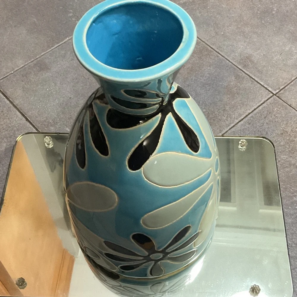 Blue Floral Ceramic Vase